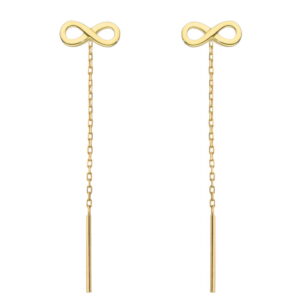Kolczyki przewlekane złote znak nieskończoności