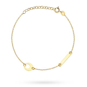 Bransoletka złota kółko w kole i blaszka