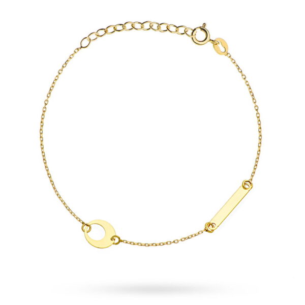 Bransoletka złota kółko w kole i blaszka