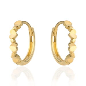 Kolczyki cztery złote serduszka na kreolu