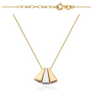 Naszyjnik ruchome trójkąty w trzech kolorach złota