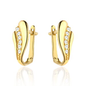 Kolczyki złota falka z rzędem cyrkonii