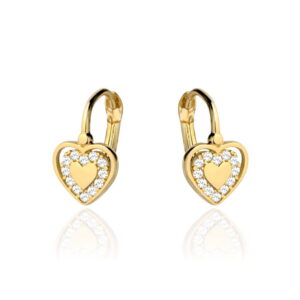 Kolczyki trzy serca złote i z cyrkonii