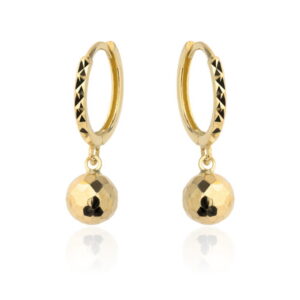 Kolczyki złota kula dyskotekowa zawieszona na kółku