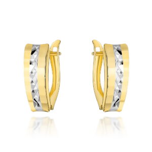 Kolczyki złote diamentowane z paskiem w środku