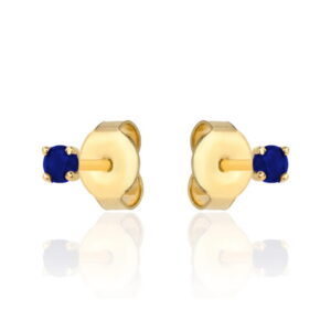 Kolczyki złote centralna niebieska cyrkonia