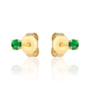 Kolczyki złote centralna zielona cyrkonia