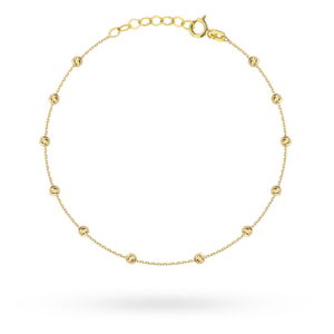 Bransoletka złote diamentowane kulki na nogę