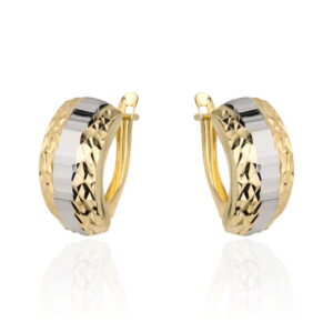 Kolczyki złote z diamentowaniem zaokrąglone