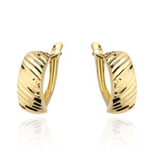 Kolczyki złote zdobione diamentowaniem na angielskim zapięciu