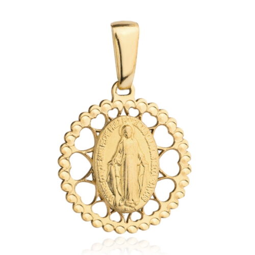 Cudowny Medalik w okrągłej oprawie ażurowej