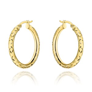 Kolczyki złote koła z diamentowaniem