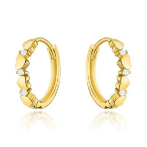 Kolczyki złote serduszka i cyrkonie