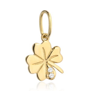 Zawieszka złota koniczynka i dwie cyrkonie