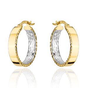 Kolczyki złote kółka wewnętrznie diamentowane w dwóch kolorach złota większe