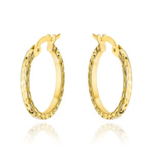 Kolczyki złote koła całościowo zdobione diamentowaniem małe