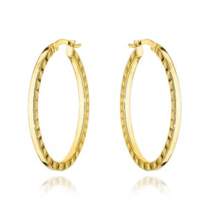 Kolczyki złote owale żłobione po bokach