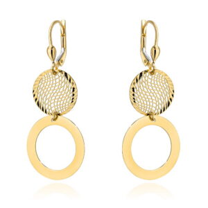 Kolczyki złote ażurowe koło i ring na angielskim zapięciu
