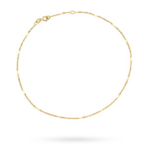 Bransoletka złota na nogę splot Singapure z blaszką