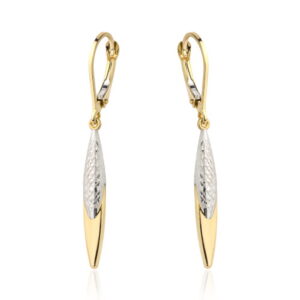 Kolczyki złota łezka zdobiona białym złotem