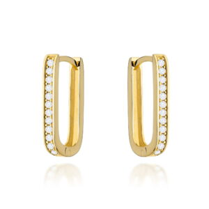 Kolczyki złoty prostokątne i cyrkonie