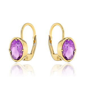 Kolczyki złote z kolekcji "COLORFUL STONE" - ametyst owal