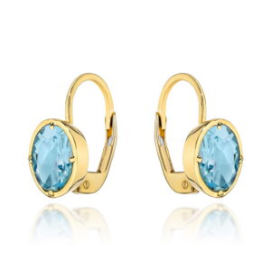 Kolczyki złote z kolekcji "COLORFUL STONE" - topaz owal