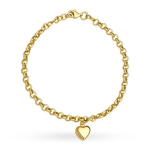 Bransoletka złota na łańcuszku ankier i zaw serce