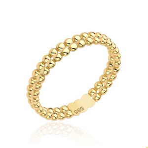 Pierścionek złoty dwa rzędy kuleczek