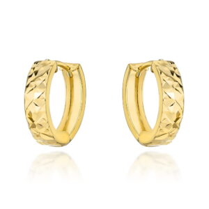 Kolczyki złote kółeczka diamentowane z przodu