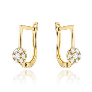 Kolczyki złote kółeczka wysadzane cyrkoniami na angielskim zapięciu