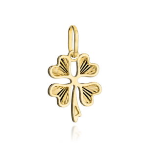 Zawieszka złota diamentowana koniczynka