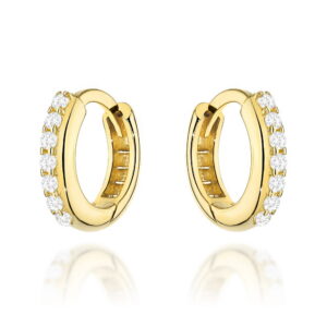 Kolczyki złote kółeczka z cyrkoniami na kreolu