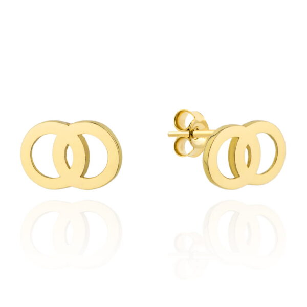 Kolczyki złote zazębione dwa kółeczka