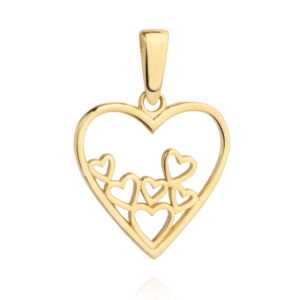 Zawieszka złote serce z sześcioma serduszkami w środku