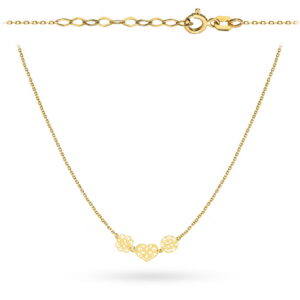 Naszyjnik złoty ażurowe serce, kwiatek i kółko