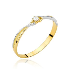 Pierścionek dwa kolory złota i cyrkonia