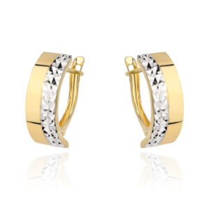 Kolczyki złote zdobione białym złotem i diamentowaniem