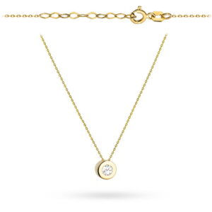 Naszyjnik złoty z cyrkonią w złotej oprawie
