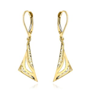 Kolczyki złote trójkąty i ażur