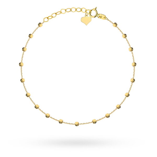 Bransoletka złota z diamentowanymi kuleczkami i serce