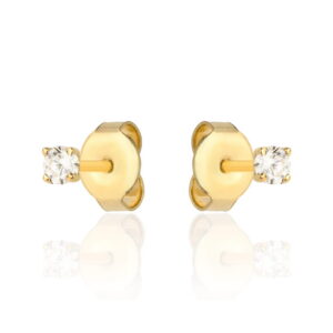 Kolczyki złote centralna biała cyrkonia