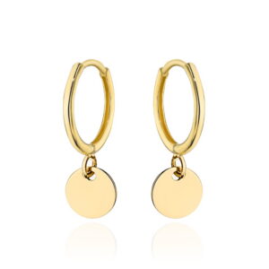 Kolczyki złote kółeczko z wiszącym pełnym kołem
