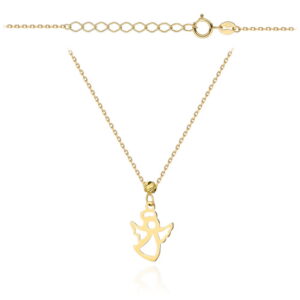 Naszyjnik złoty aniołek i diamentowana kulka super lekki