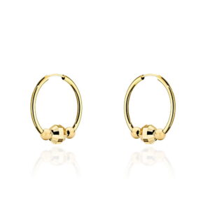 Kolczyki złote kółka z trzema ozdobnymi kulkami