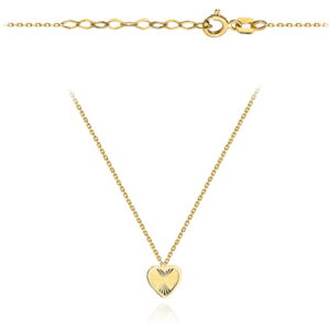 Naszyjnik złoty diamentowane serce w oprawie super lekki