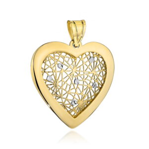 Zawieszka złota ażurowe serce w oprawie