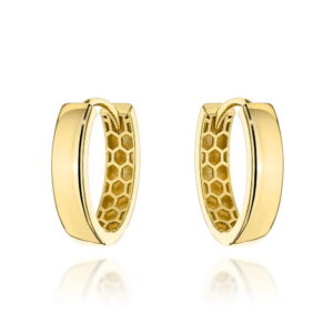 Kolczyki złote owale gładkie wewnątrz ażurowe