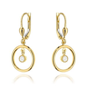 Kolczyki złote kółeczka z cyrkonią na angielskim zapięciu