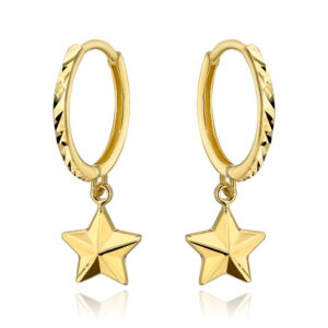 Kolczyki złote kółeczka z gwiazdką